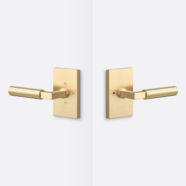 Sure-Loc Hardware Sure-Loc Hardware Levanto Privacy Rosette, Satin Brass, Smooth Grip in Satin Brass LV102 SB GRIP-SM SB - main